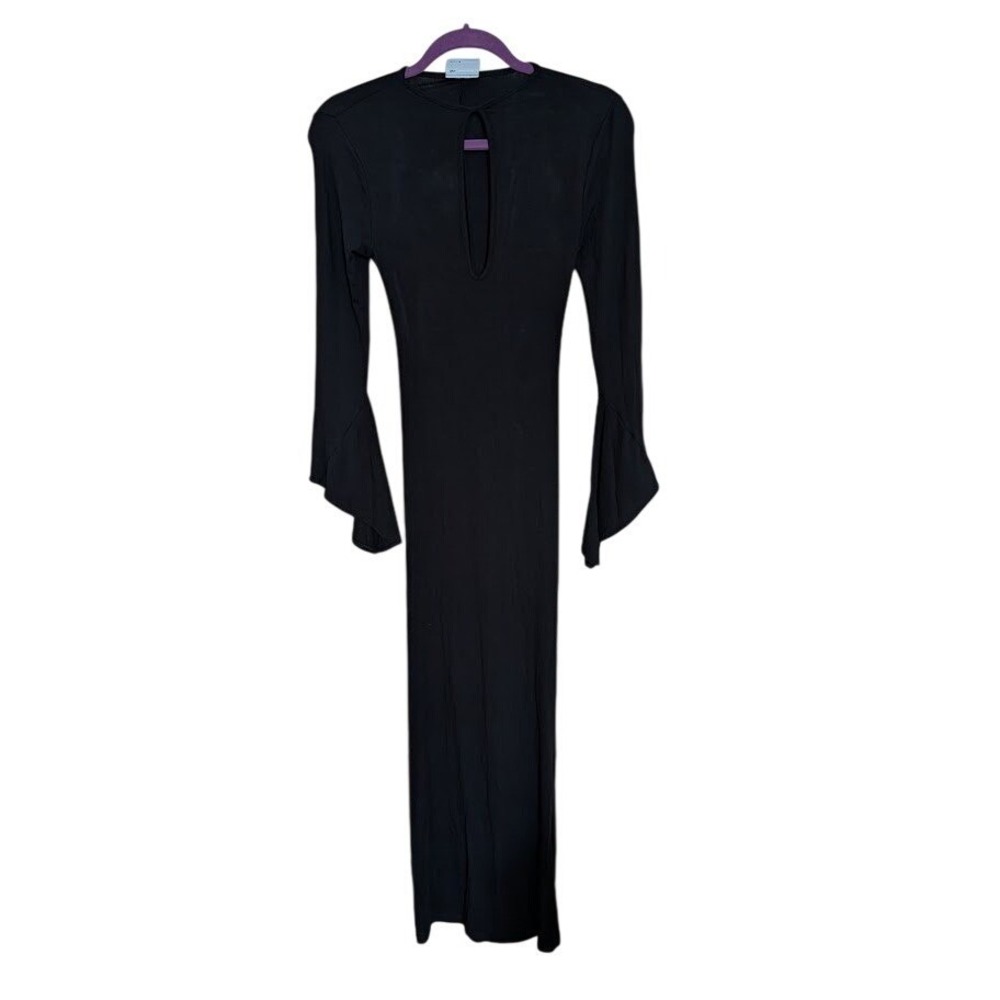 ASOS DESIGN Black Angel Sleeve Keyhole Maxi Dress Slim Fit‎ Size XS NEW